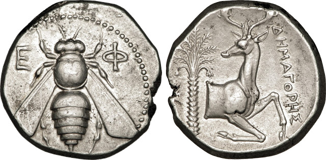 Tetradracma de Éfeso monedas con abejas abejas en monedas